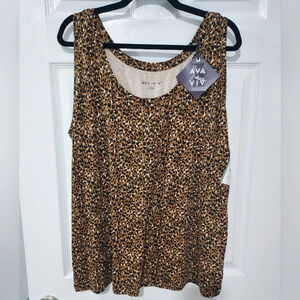 NWT Ava & Viv Leopard Print Scoop Neck Tank Top in Size 2X